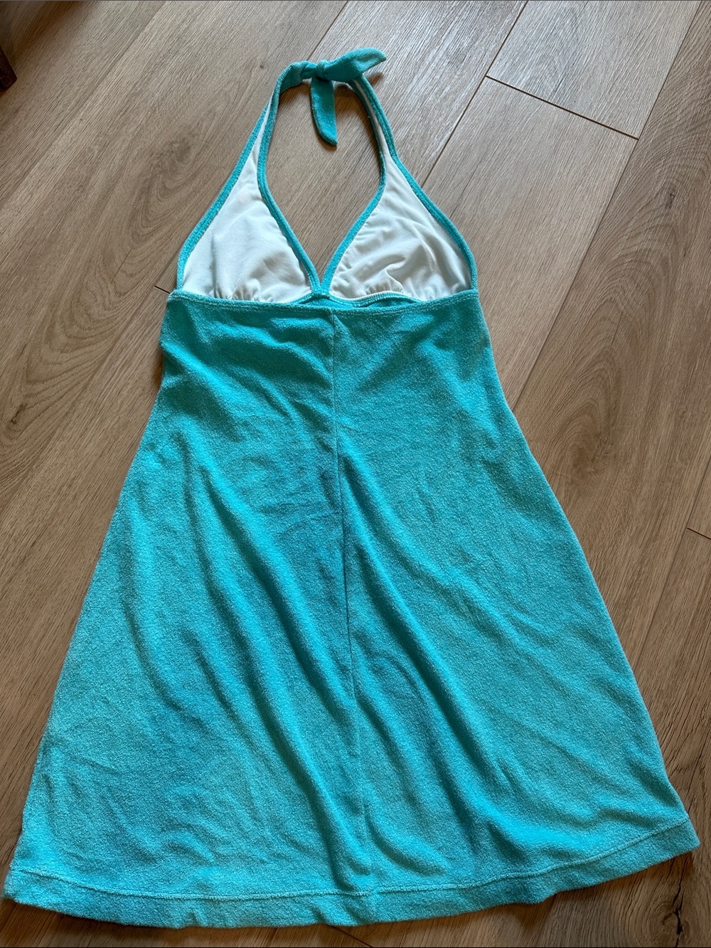 Ralph Lauren Y2K Turquoise Terry Halter Mini Dress - Picture 6 of 8